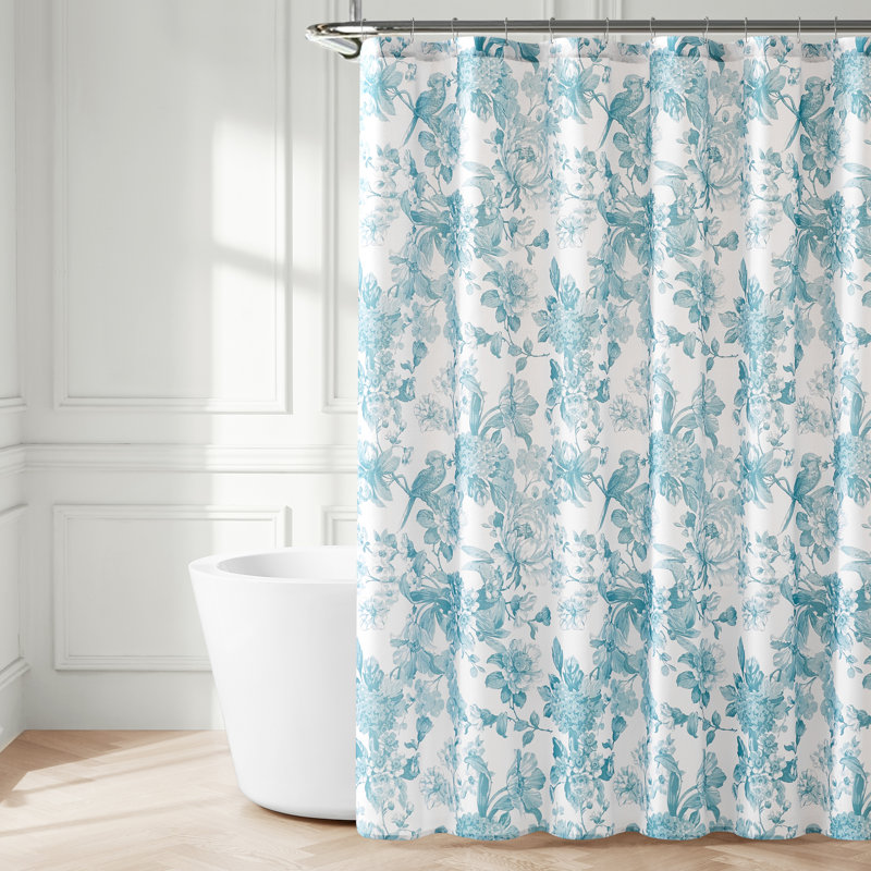 Rideau de douche Bird et Hydrangea Toile simple bleu sarcelle 72 x 72