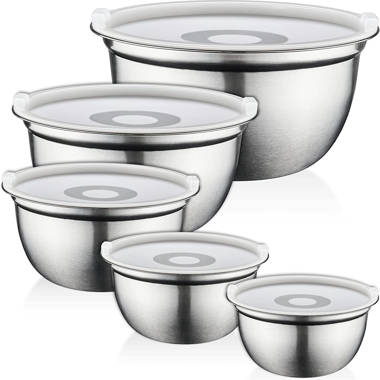 JoyJolt Set of 4 Glass Mixing Bowls with Lids ,Grey