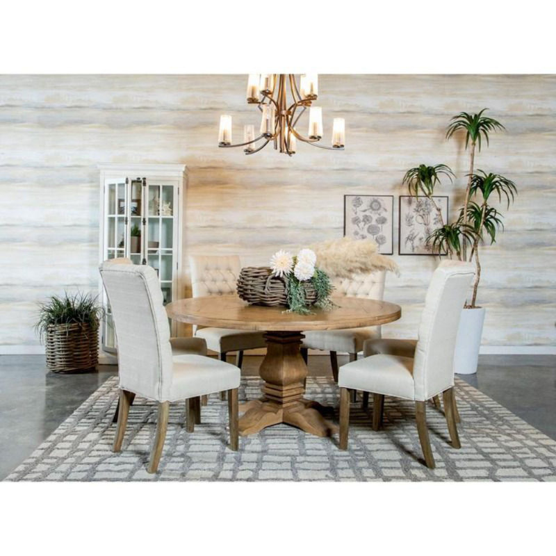 Table de salle à manger à piédestal en bois massif 59,75 po Braconi
