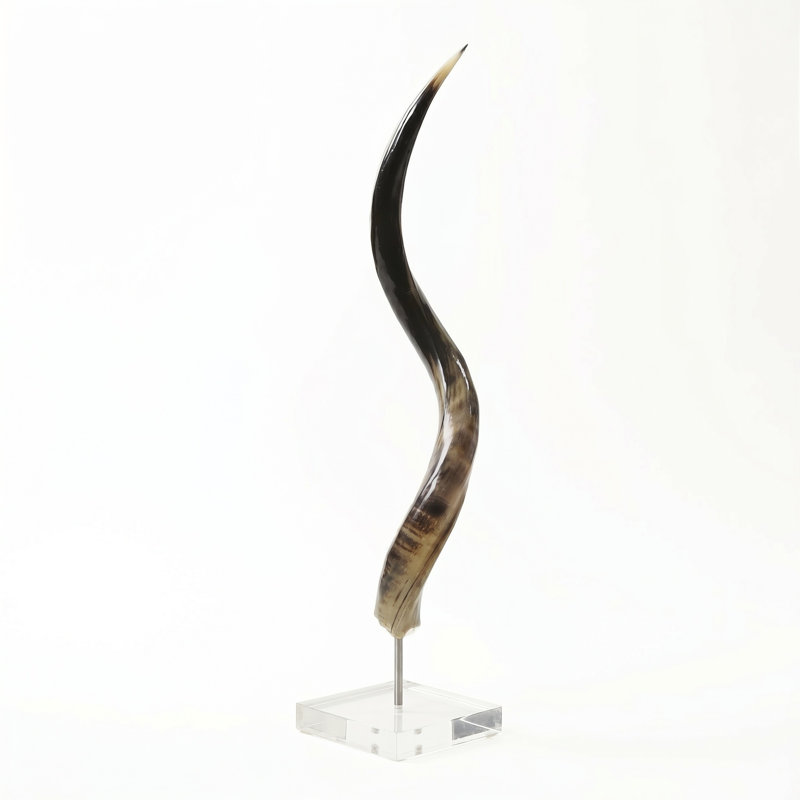 Polished Kudu Horn on Lucite Stand, 32"