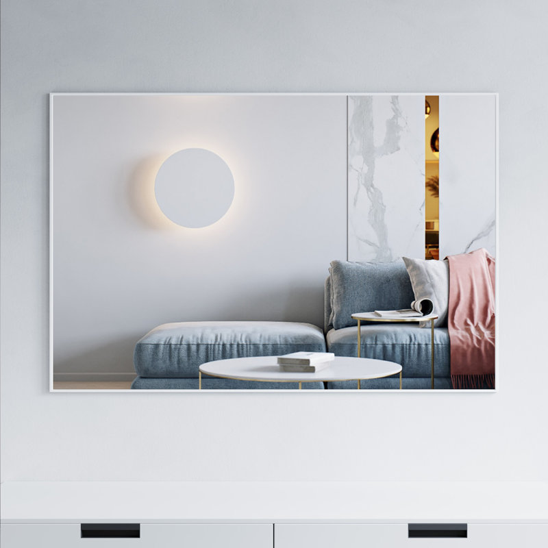 Miroir décoratif Akhilesh, H 31 po x l 48 po, Blanc