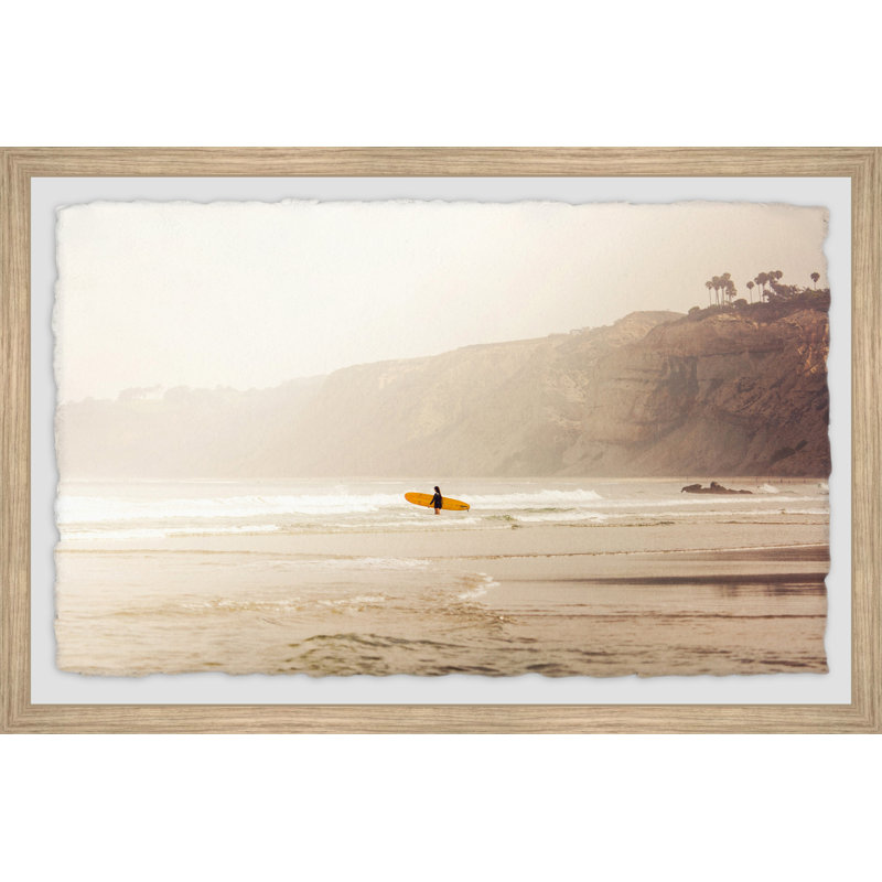 Surfer Girl by Morgan Hartley - Single Picture Frame Print, 30cm H x 46cm W x 4cm D, Wood Frame with Deckled Edges