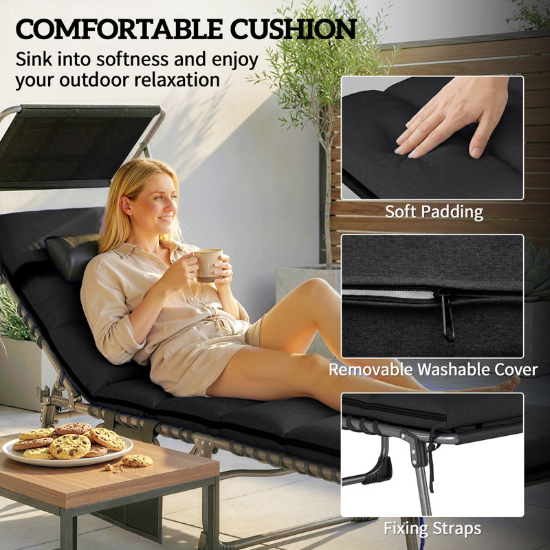 Outdoor Lounge Chair, Black