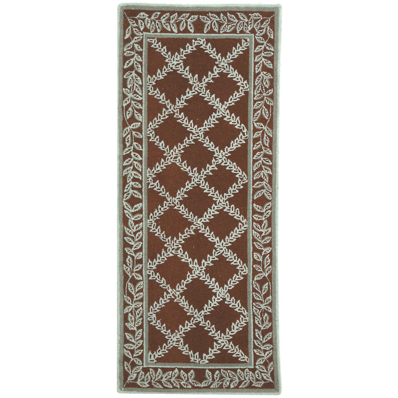 Hollander Hand-Hooked Wool Brown Area Rug, Runner 2'6" x 6'