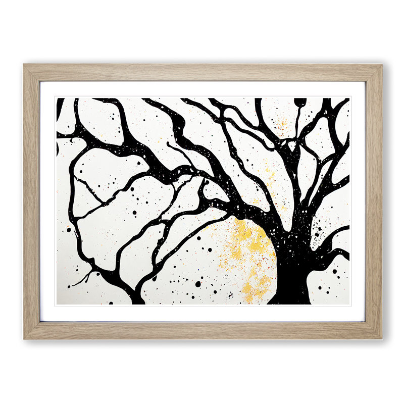 Bare Tree Splash Vol.1 Abstract - Single Picture Frame Painting, 46cm H x 64cm W x 2cm D, Oak