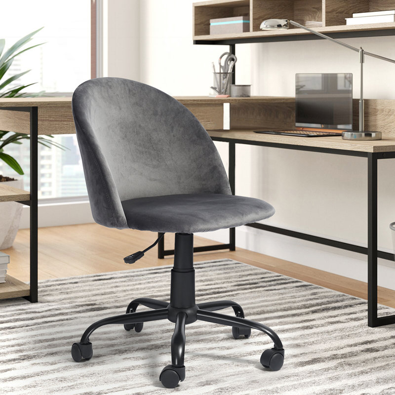 Leontion Velvet Office Chair, Grey