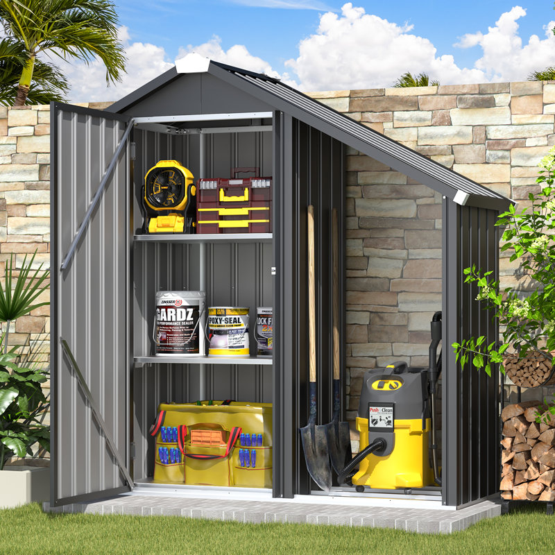 Waterproof Outdoor Storage Cabinet With Shelves And Firewood Rack