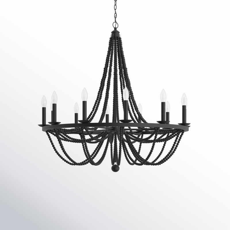 Speier 12-Light Wagon Wheel Chandelier, Aged Zinc