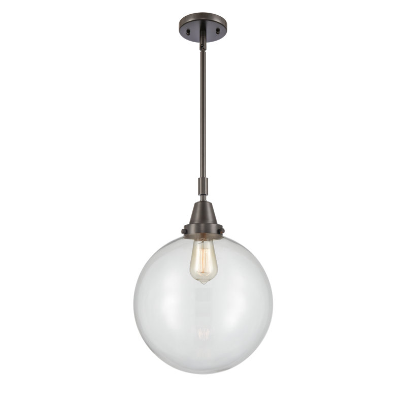 Luminaire suspendu à 1 lumière Lorri, H 49,12 po x l 12 po x P 12 po, Transparent, Bronze huilé