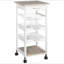 Mobile Kitchen Cart, Rolling Kitchen Island with Storage, Solid Wood Frame Utility Cart with Wire Fruit Baskets, Trays and Drawer