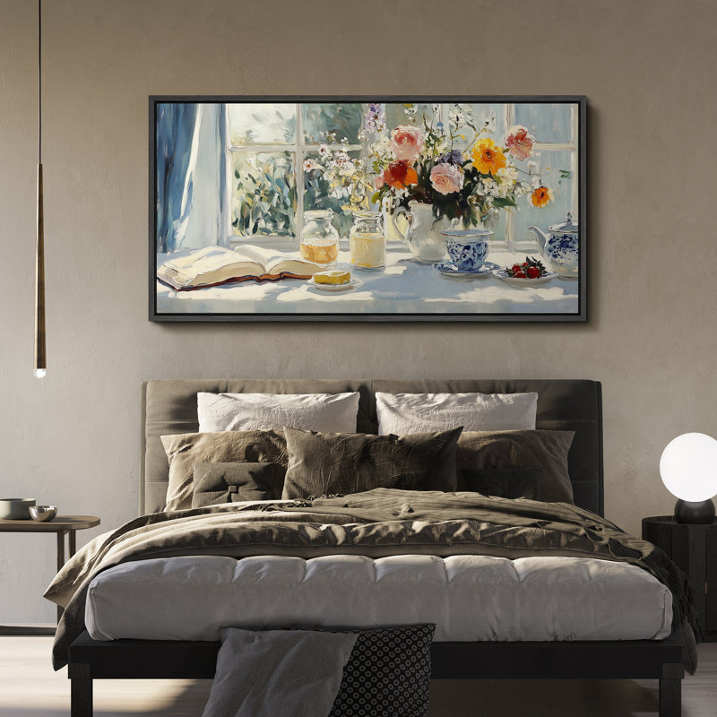 «Relaxing Teatime», art mural de nature morte, impression numérique sur toile giclée sur toile, Noir, noir, noir, noir