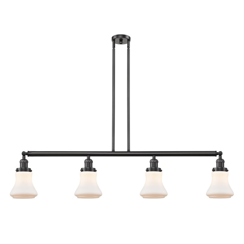 Leibowitz 4 - Light Kitchen Island Pendant, Matte White, Brushed Satin Nickel