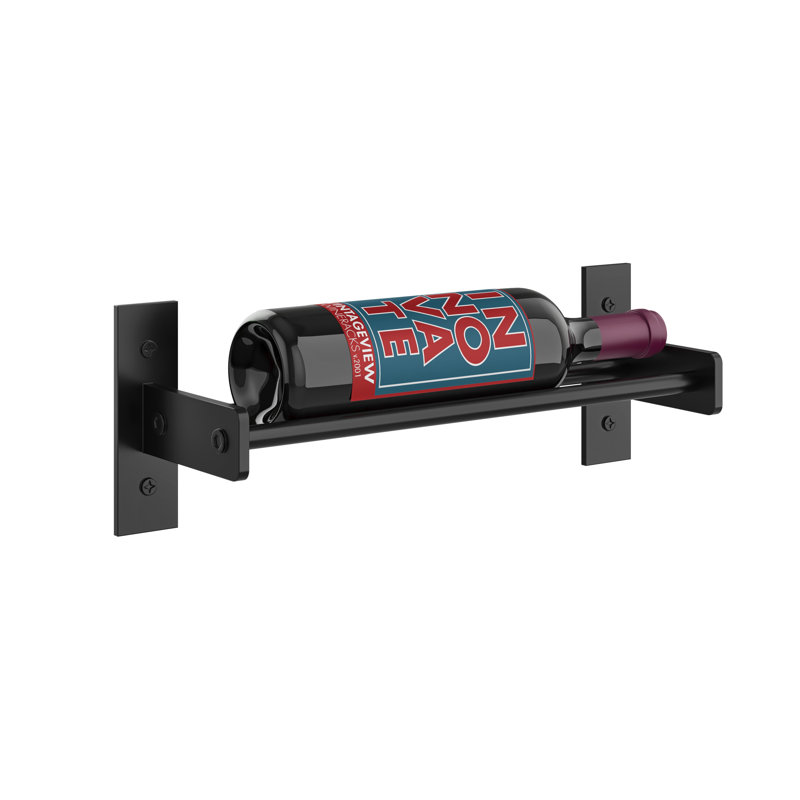 Abbie-Marie 1-Bottle Wall Mounted Industrial Wine Rack in Matte Black– 5" H x 14.75" W, Matte Black