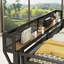 Grand lit mezzanine en métal avec bureau, escalier et éclairage RVB, idéal pour les personnes et les adolescents, conception peu encombrante-2006994308-2006994305