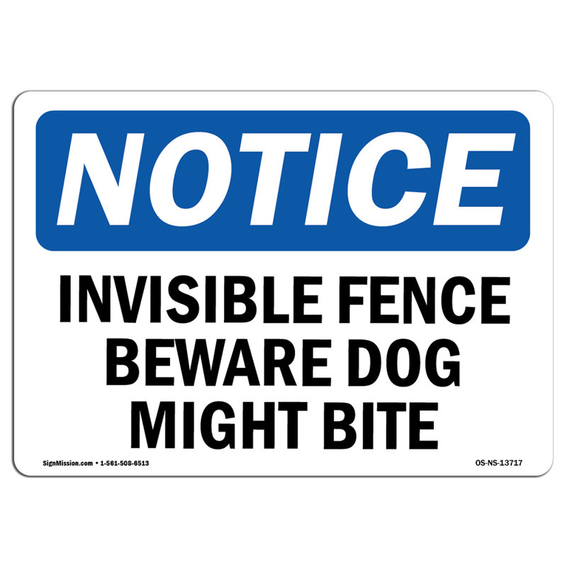 Panneau de clôture en plastique 18 po x 12 po Invisible Fence Beware Dog Might