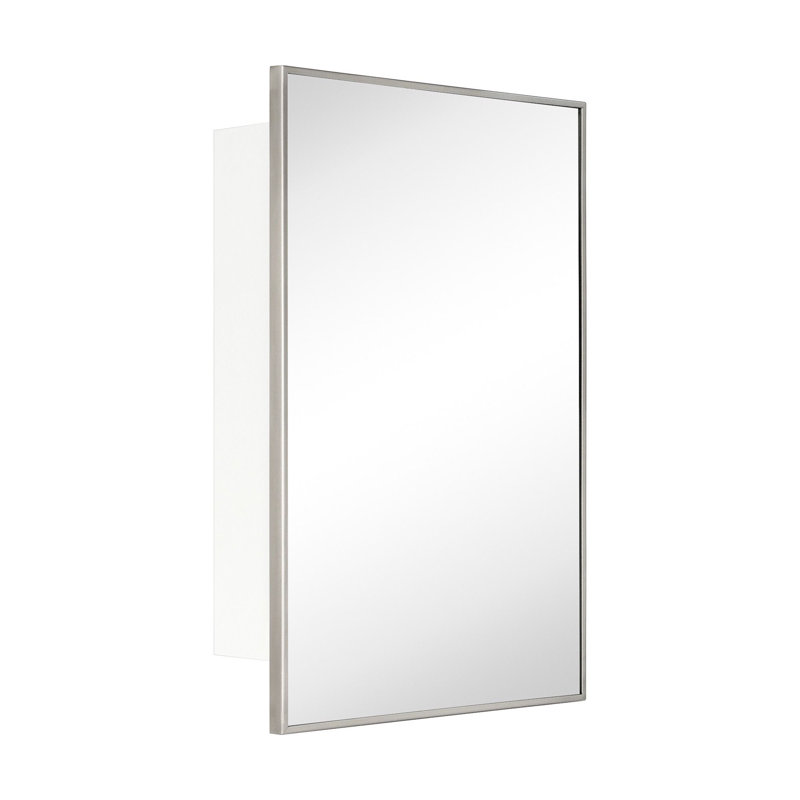 Armoire à pharmacie de salle de bain encastrée et à fixation en surface en nickel brossé 17,5 po x 29 po Velin