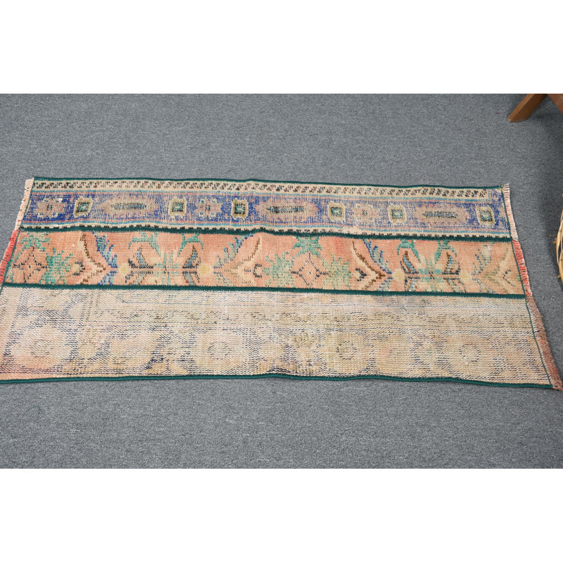Vintage Turkish Runner Rug Handwoven In Unique Colors For Bohemian Decor In Small Spaces