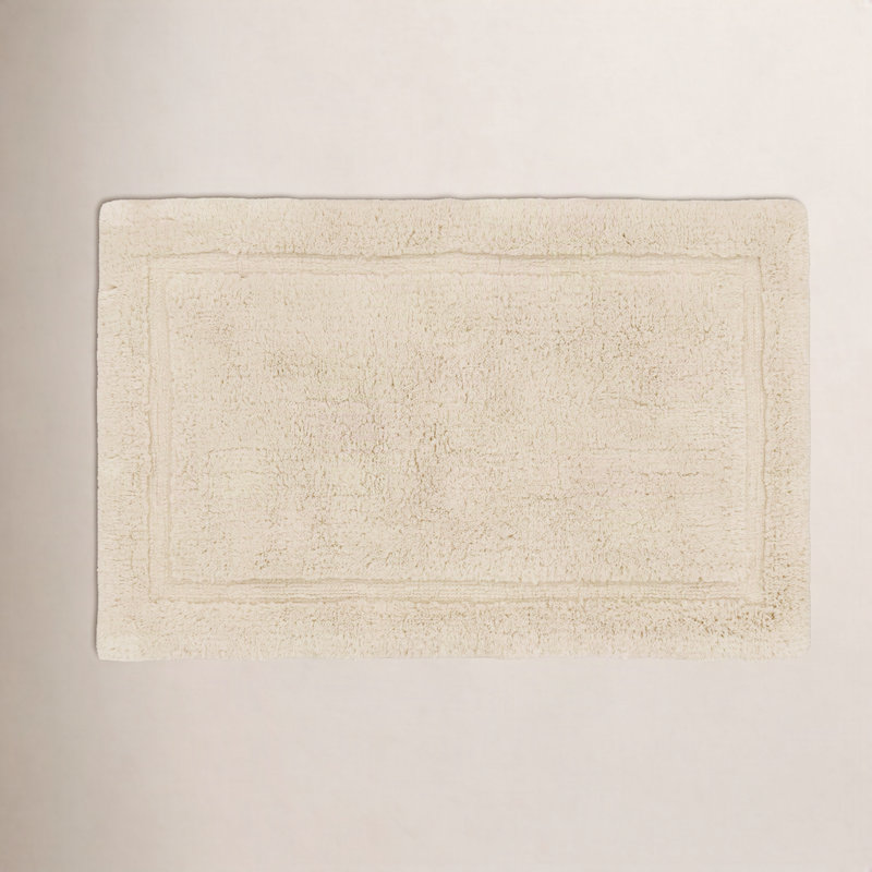 Jean Pierre Lydia Border Rane Plush Bath Rug, 17"W x 24"L, Beige