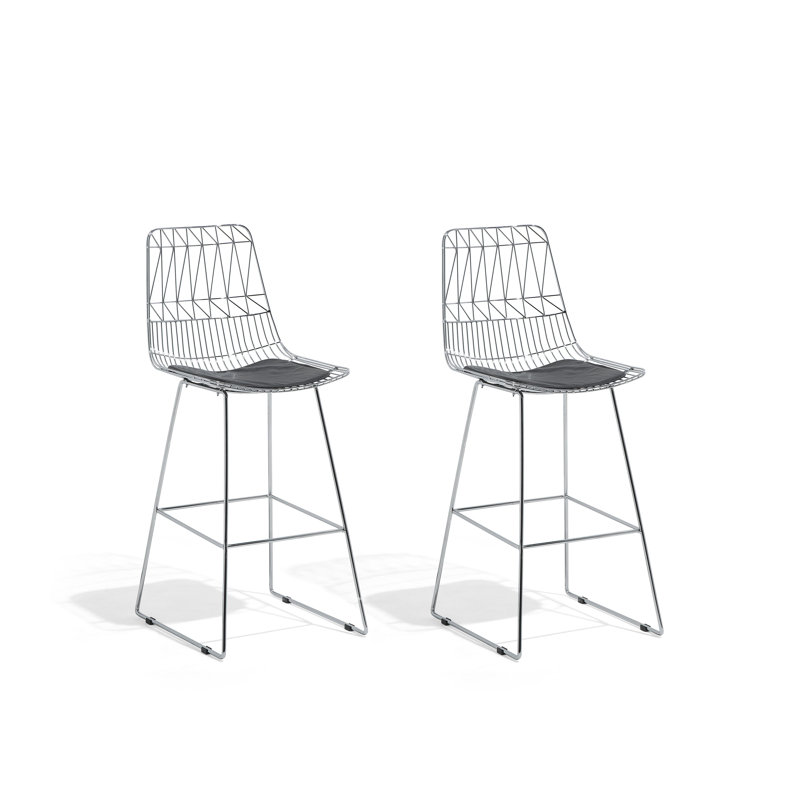Crestline Upholstered Counter Stool with Metal Frame, Silver