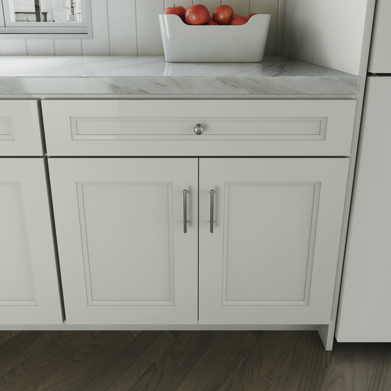 Armoire de cuisine en bois massif prêt à assembler Sinber, 33", Double shaker Laguna Grey