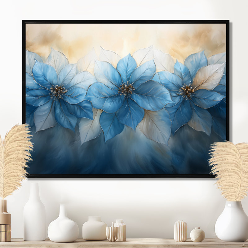Alleman - art mural floral, H 12 po x l 20 po, Cadre flottant noir