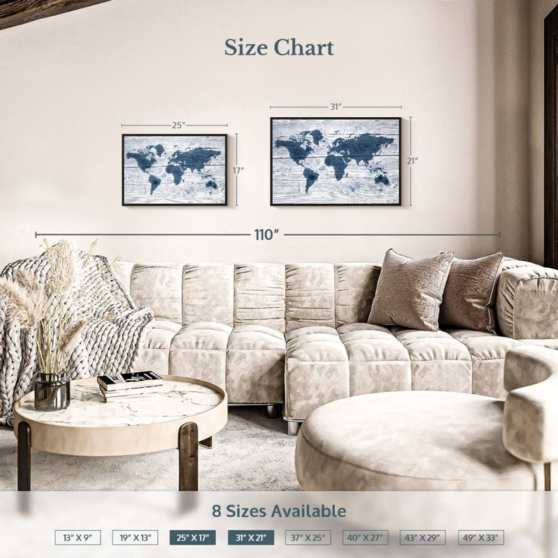 Aliaz Wooden World Map II, 17" H x 25" W