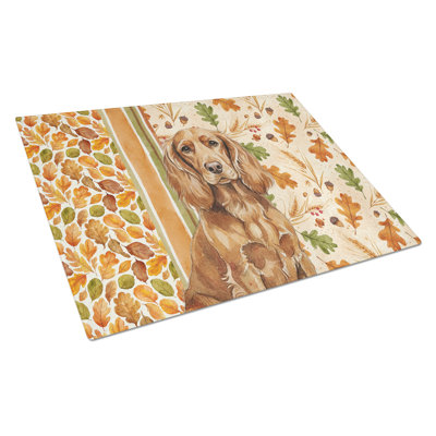 Boykin Spaniel Heirloom Fall Glass Cutting Board