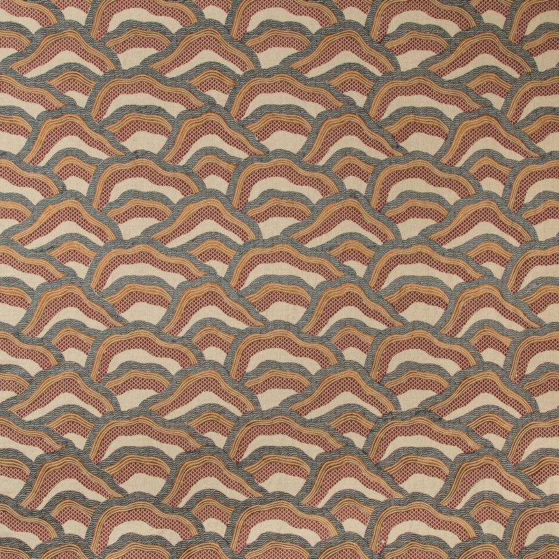 Les Rizieres Emb Fabric, Rust/Gray