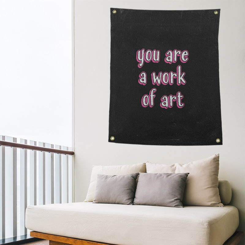 Tapisserie en polyester tableau noir quot, H 36 po x l 26 po, Rose