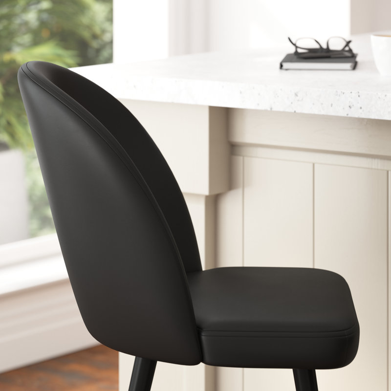 Alita Upholstered Counter Stool with Metal Frame, Counter Stool (25.5" Seat Height), Black