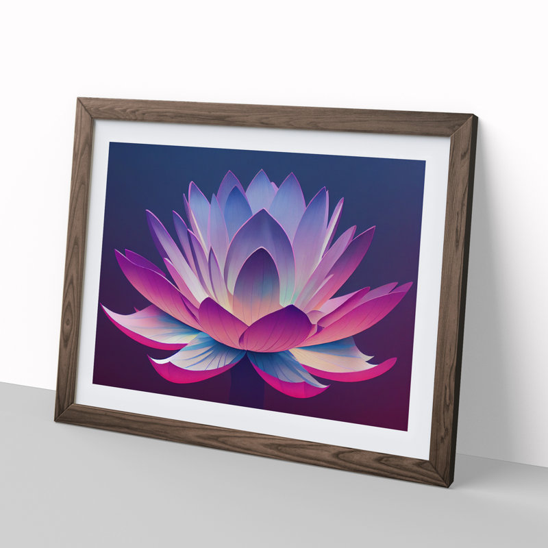 XH1022-7456X Revolutionary Lotus Flower - Single Picture Frame Painting, 34cm H x 46cm W x 2cm D, Walnut