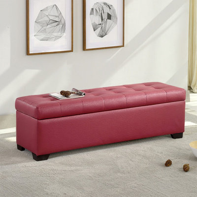 Banc rembourré rose foncé