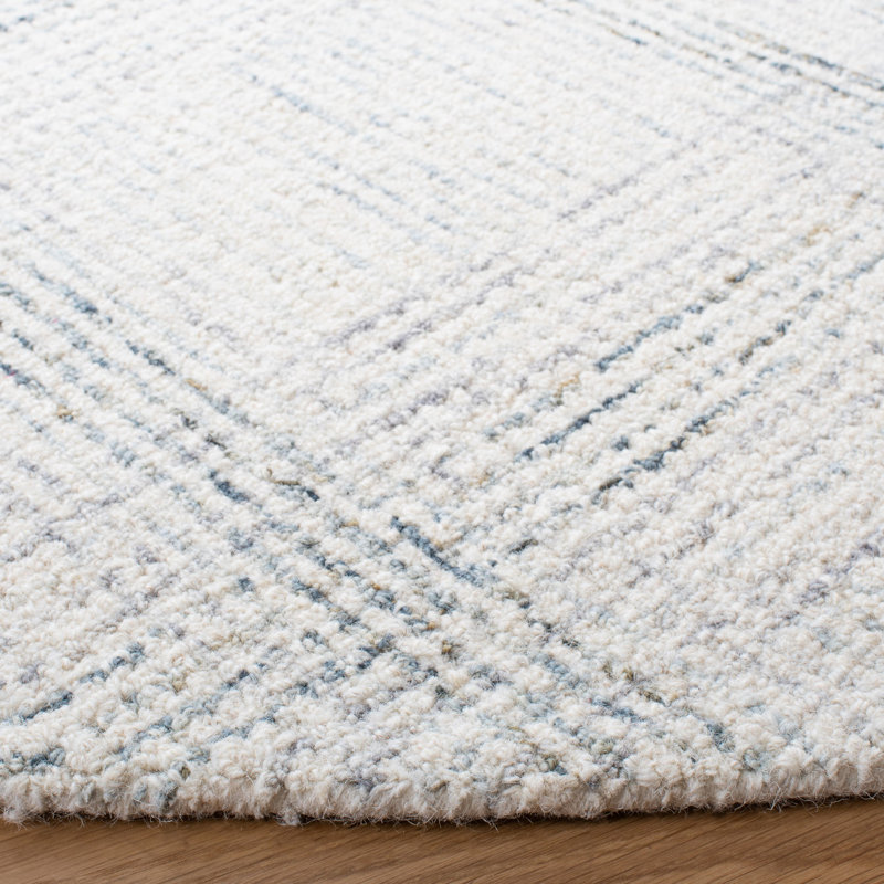 Tapis ivoire / gris en laine / coton touffeté à la main Corinna, Rond 6 pi