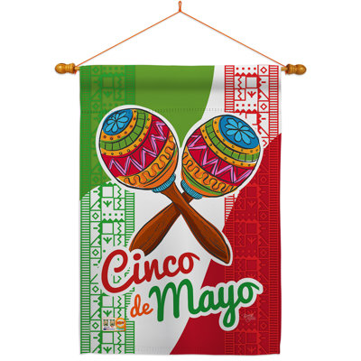 Double Sided 40'' H x 28'' W Polyester Cinco De Mayo Flag Set