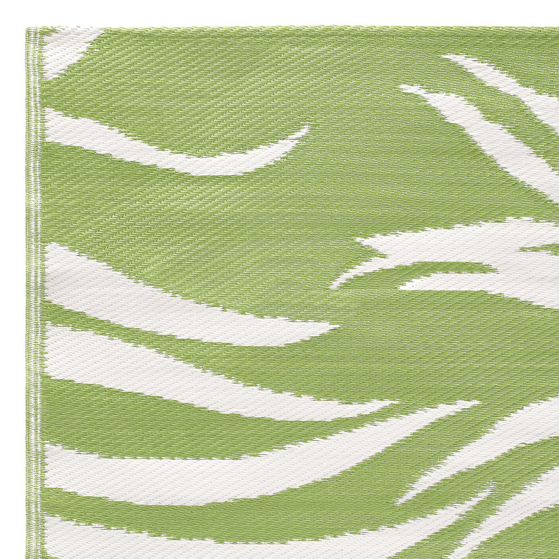 Green and White Reversible Synthetic Outdoor Patio Rug 9' x 12'
