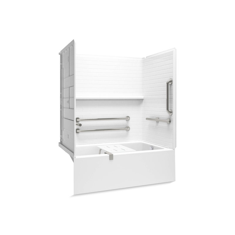 Forum Traverse 60" X 36" Vikrell Bath/Shower With Aip Backerboards,Grab Bars, & Bath Seat, Right Drain