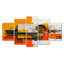 «Yellow Orange Abstract Futuristic Fusion I», ensemble d'art sur toile abstraite