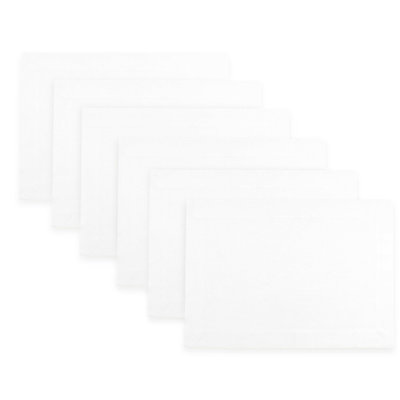 Ensembles de table Signature Linen By D'Moksha, 100 % lin pur, chambray vert Eden, ourlet ajouré, lot de 6, 35,5 x 48 cm