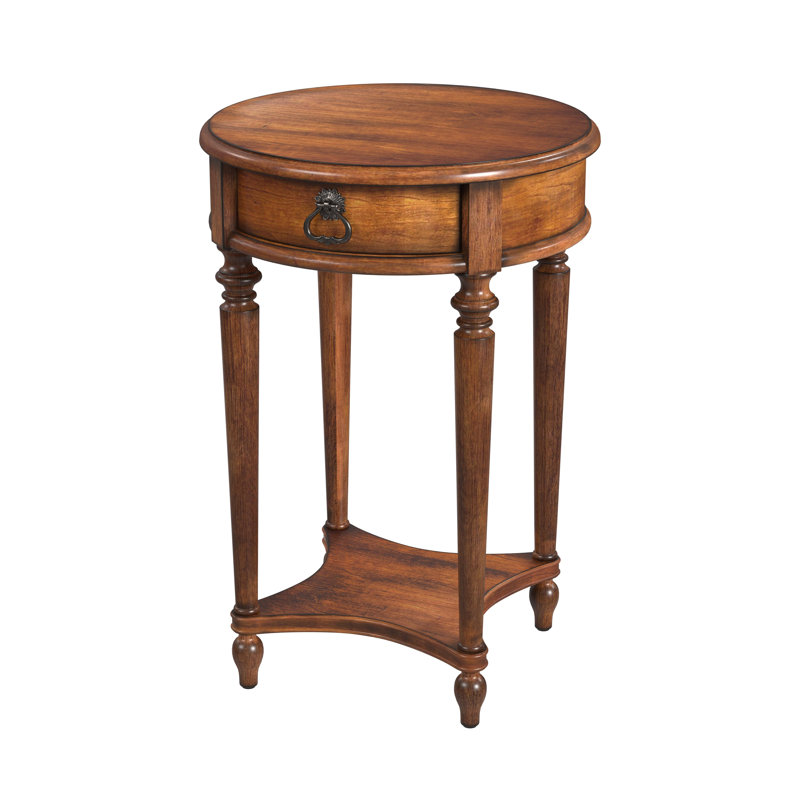 Jules 1 Drawer Round End Table with Storage, Light Cherry