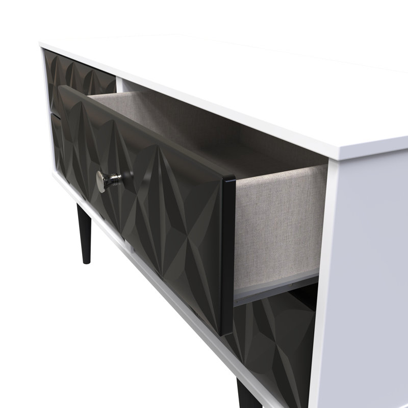 Fully Assembled Herrell 4 - Drawer Chest of Drawers, Deep Black/White