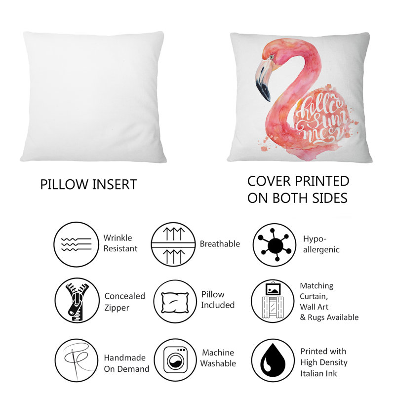 Coussin Pink Flamingo On White II