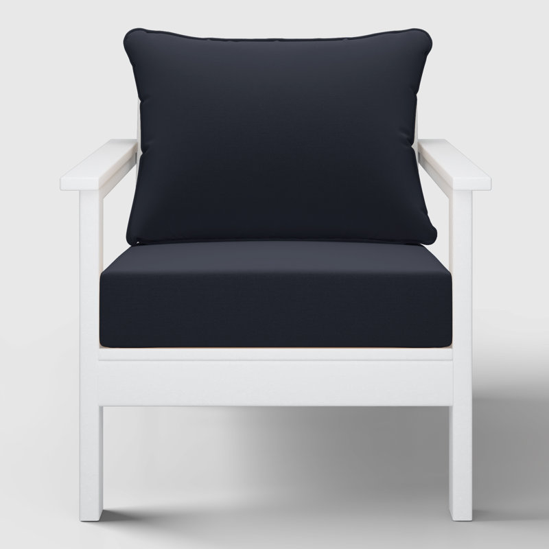 Deep Seating Chair With Cushions (Set Of 2), Navy Blue, White