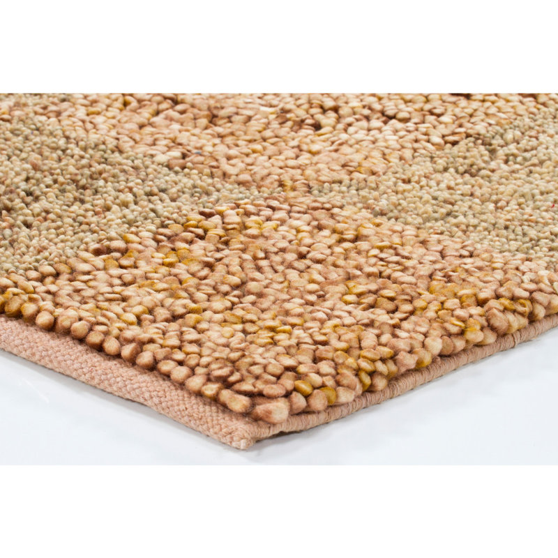 Tapis Celsa authentique tissé à la main en laine à motif géométrique galet brun et beige, Brown/Tan
