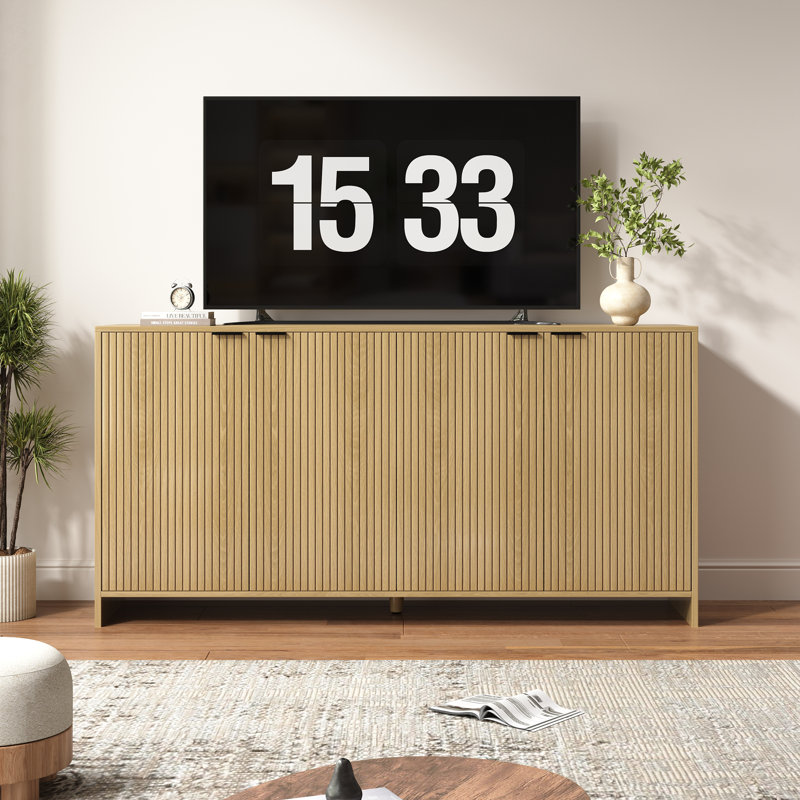 Tv Stand With Storage And Shelves Designed To Fit 65’’ - 80’’ Tvs. Wood Entertainment Center For Living Room And Bedroom, Media Console And Modern Tv Console Table