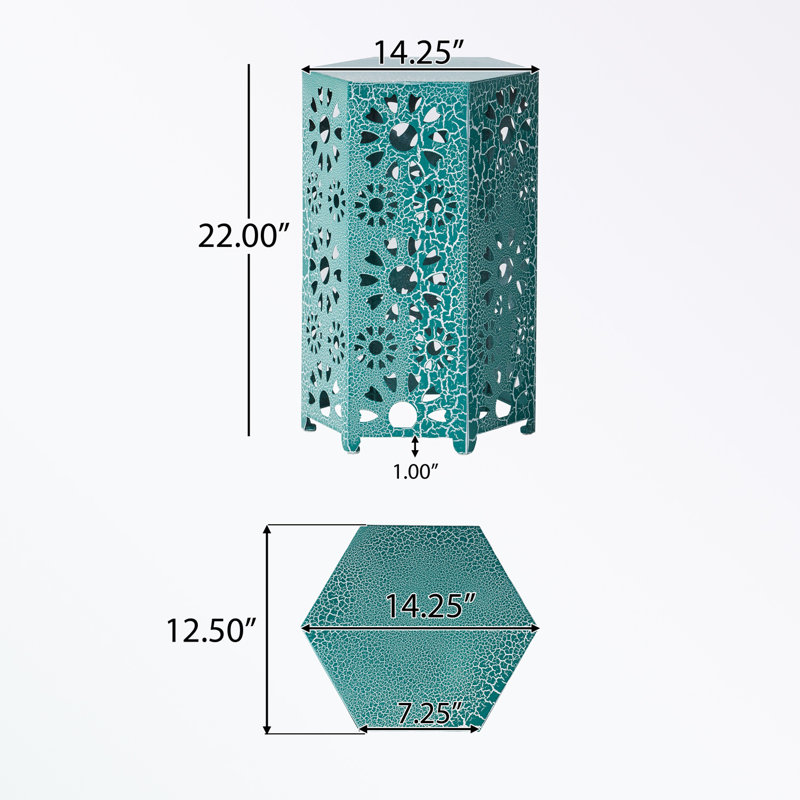 hexagon shape Side Table with sturdy base, Teal