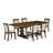 9 Piece Dining Table Set Includes a Rectangle Wooden Table with Removable Leaf and 8 Light Beige Linen Fabric Upholstered Chairs, Antique Walnut-677213870-677213869