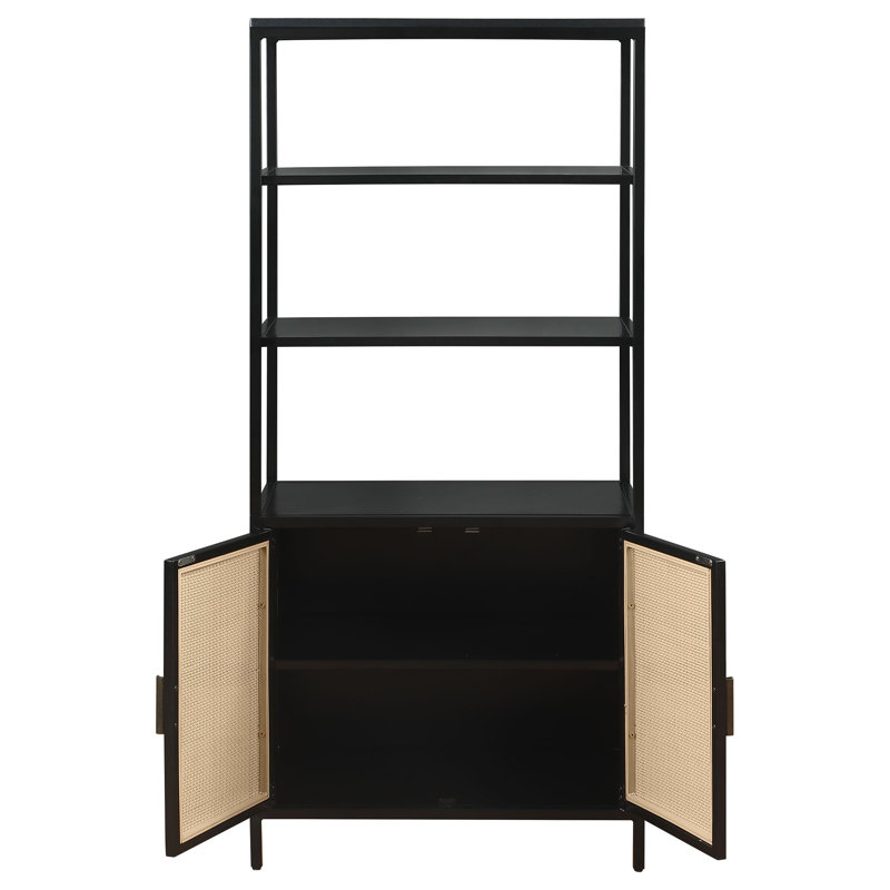 Armoire d'appoint en métal à 3 tablettes Luxury Caytie, Noir