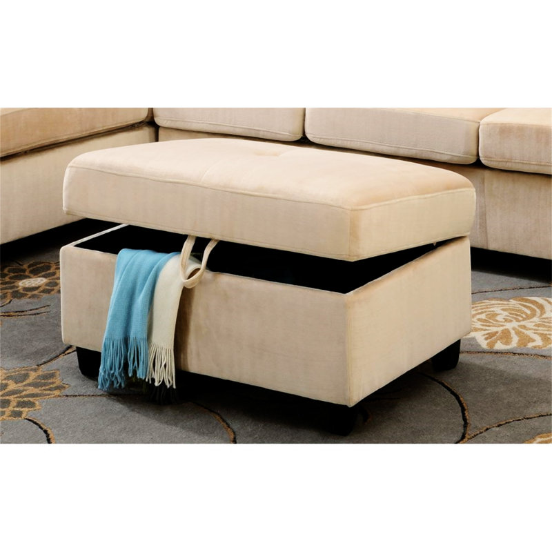 Belville Dark Brown Velvet Storage Ottoman