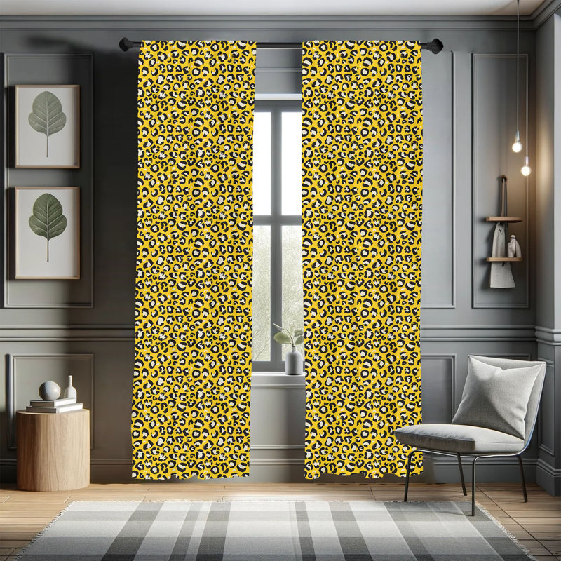 Leopard Print Semi-Sheer Rod Pocket Sliding Panel, 28" x 95"