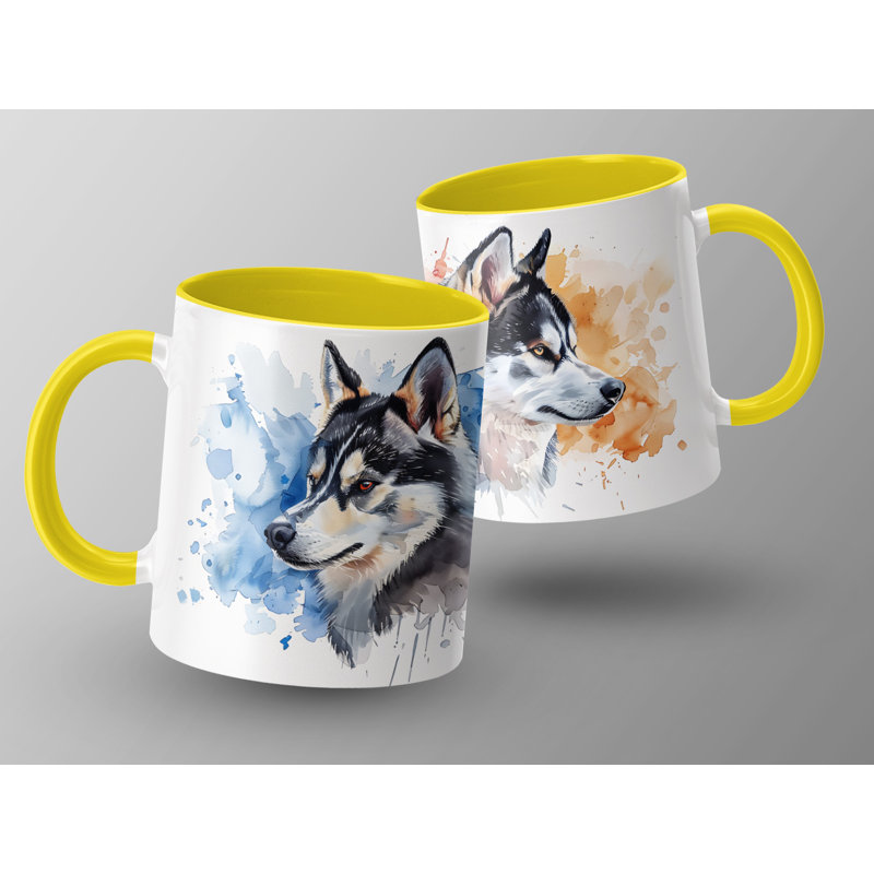 11oz Watercolour Siberian Husky Dog Design Coffee Mug, 2